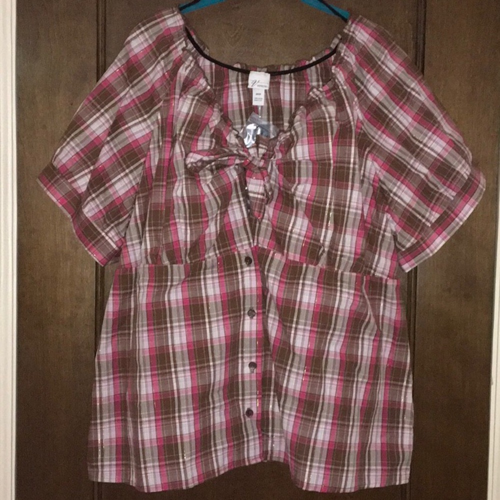 Venezia for Lane Bryant plaid peasant top